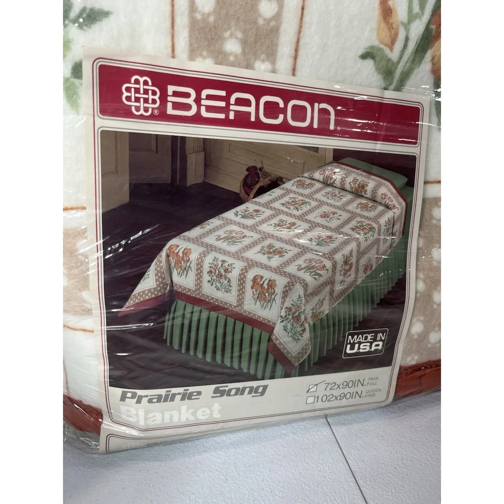 Vtg Beacon Prairie‎ Song Blanket Floral 72